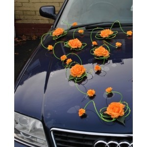 decoration-voiture-mariage-vert-et-orange